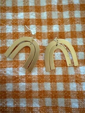 Source Unknown Gold Double-Arch Dangle Earrings